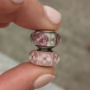 Two Pandora Murano glass charms